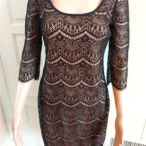 Guess black lace nude lined dress size 6